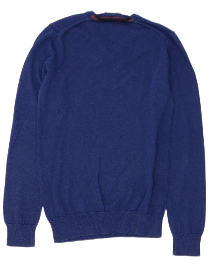 FRED PERRY Herren-Pullover mit V-Ausschnitt, XS, blaue Wolle