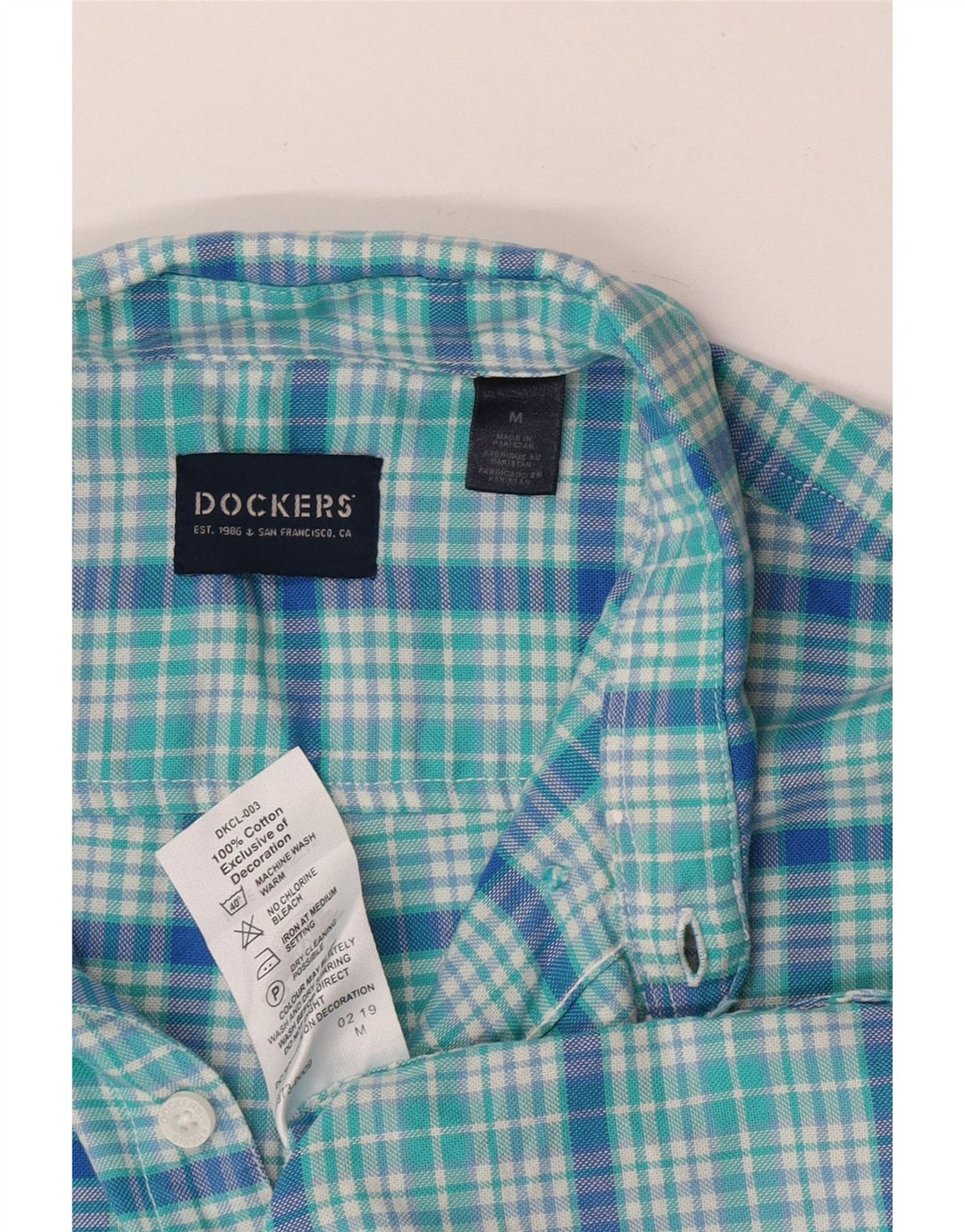 Dockers Herren-Hemd aus mitteltürkis karierter Baumwolle
