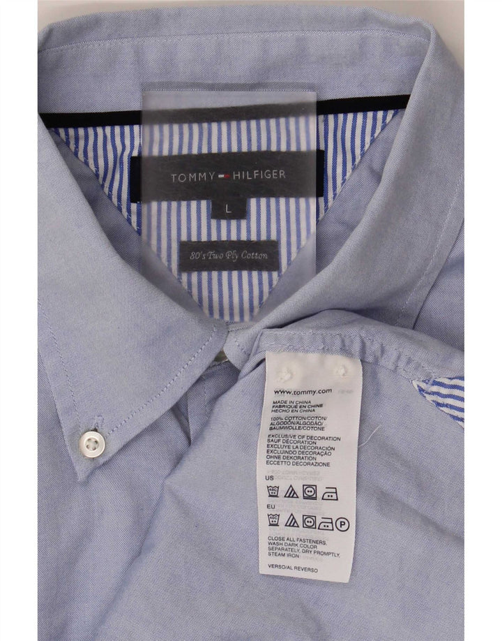 Tommy Hilfiger Herrenhemd, große blaue Baumwolle
