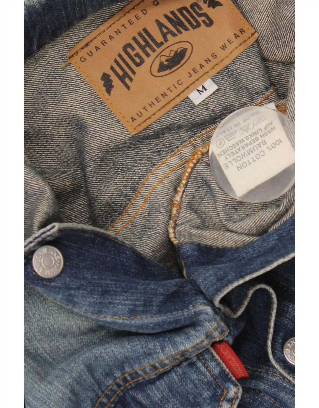High Lands Herren Jeansjacke UK 38 Mittelblaue Baumwolle