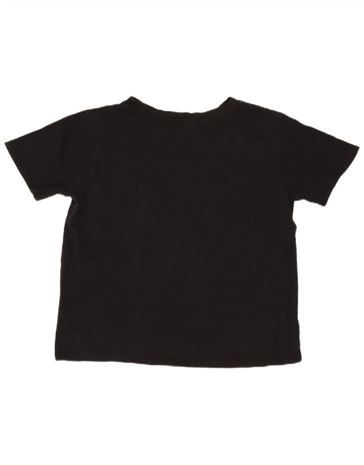 Zara Damen Crop Oversize T-Shirt Top UK 10 Small Schwarz Baumwolle