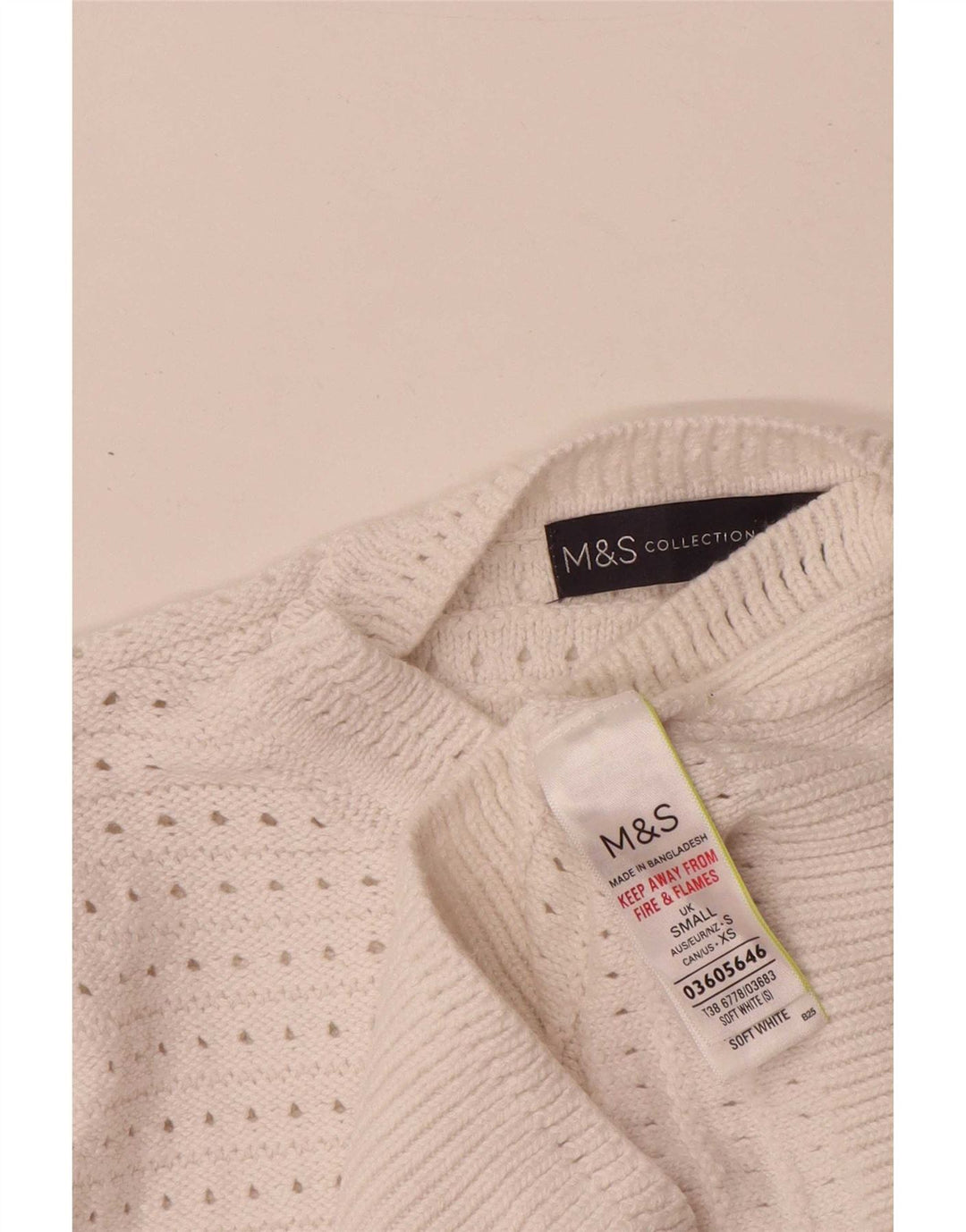 Marks & Spencer Damen-Pullover mit Rundhalsausschnitt, Gr. 10, Größe S, Weiß