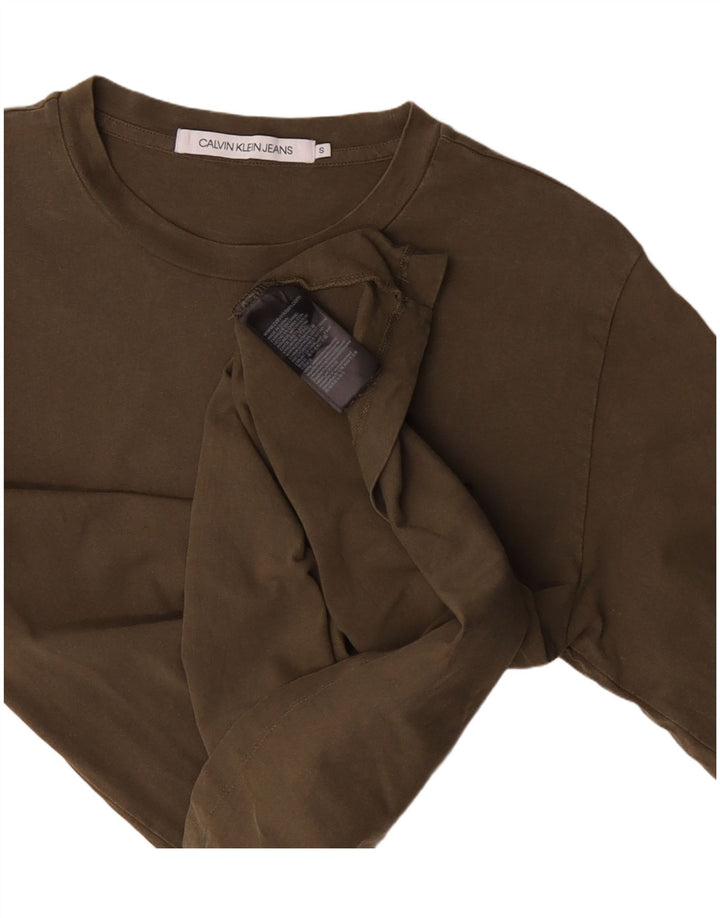 CALVIN KLEIN JEANS Herren Top Langarm Small Khaki Baumwolle