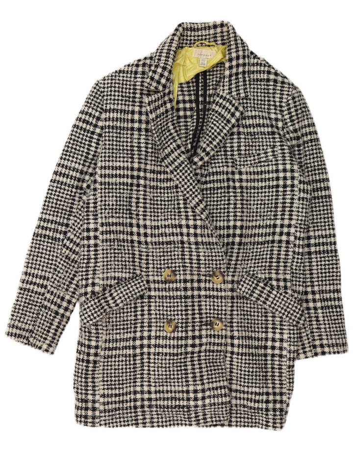 Topshop Damen Zweireihiger Mantel UK 12 Mittelschwarzer Hahnentritt