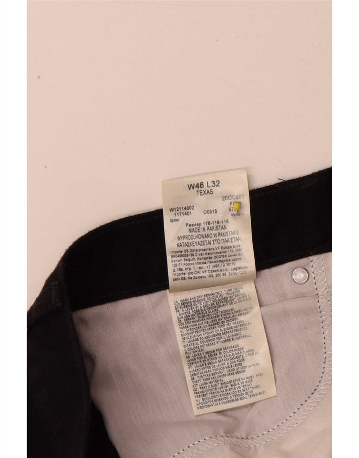 Wrangler Herren Texas Straight Jeans W46 L30 Schwarze Baumwolle