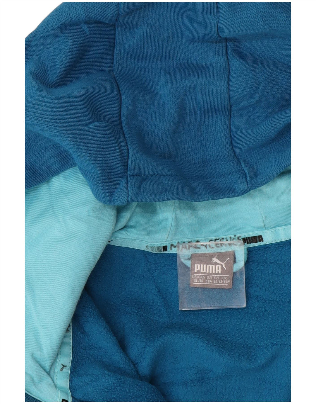Puma Jungen Kapuzenpullover mit grafischem Reißverschluss, 13–14 Jahre, Blau
