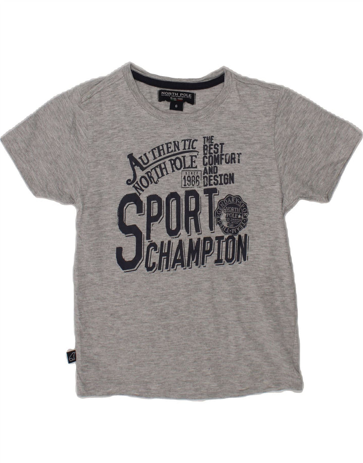 NORTH POLE Boys Graphic T-Shirt Top 5-6 Years Grey Cotton Vintage North Pole and Second-Hand North Pole from Messina Hembry 
