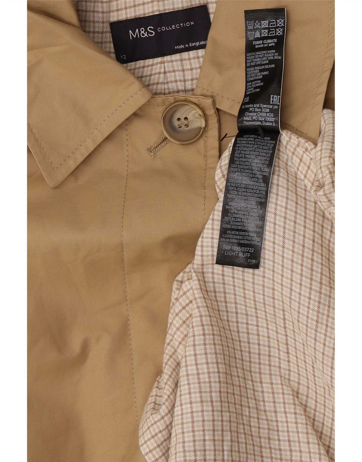 Marks & Spencer Damen-Regenmantel mit Kapuze, UK 12, mittelbeige Baumwolle