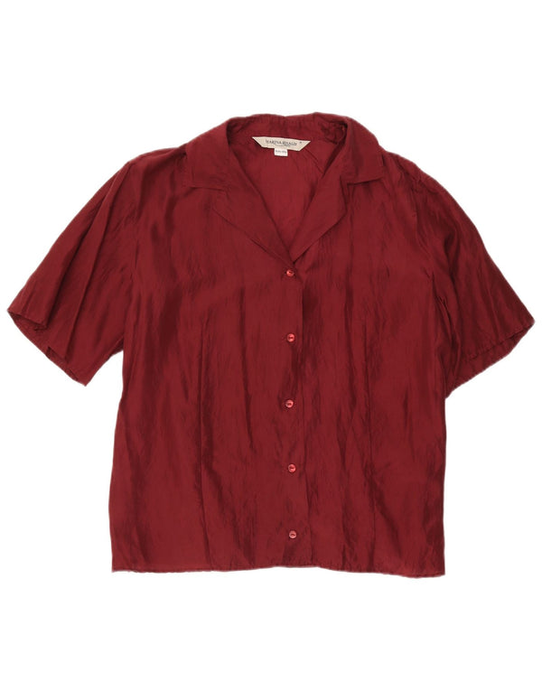 Marina Rinaldi Damen Kurzarm-Hemdbluse, Größe 19, klein, Burgunderrot