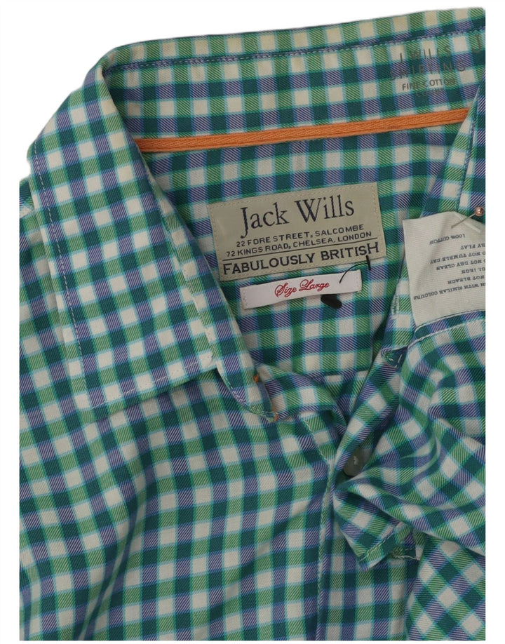 JACK WILLS Herrenhemd, groß, grün, Gingham-Baumwolle