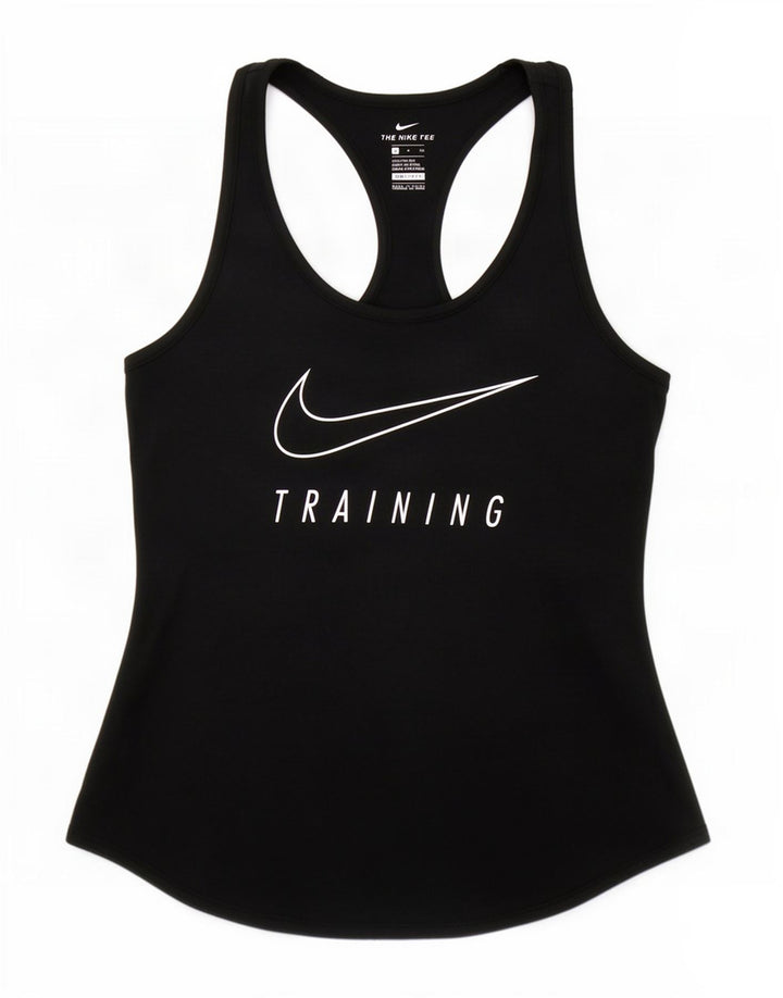 Nike Damen Dri Fit Graphic Weste Top UK 10 Small Schwarz Polyester