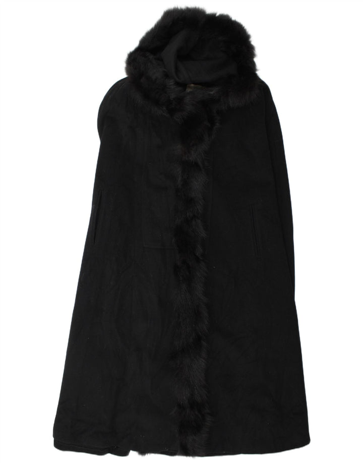 Vintage Damen Kapuzen-Cape-Mantel, Einheitsgröße, Schwarz