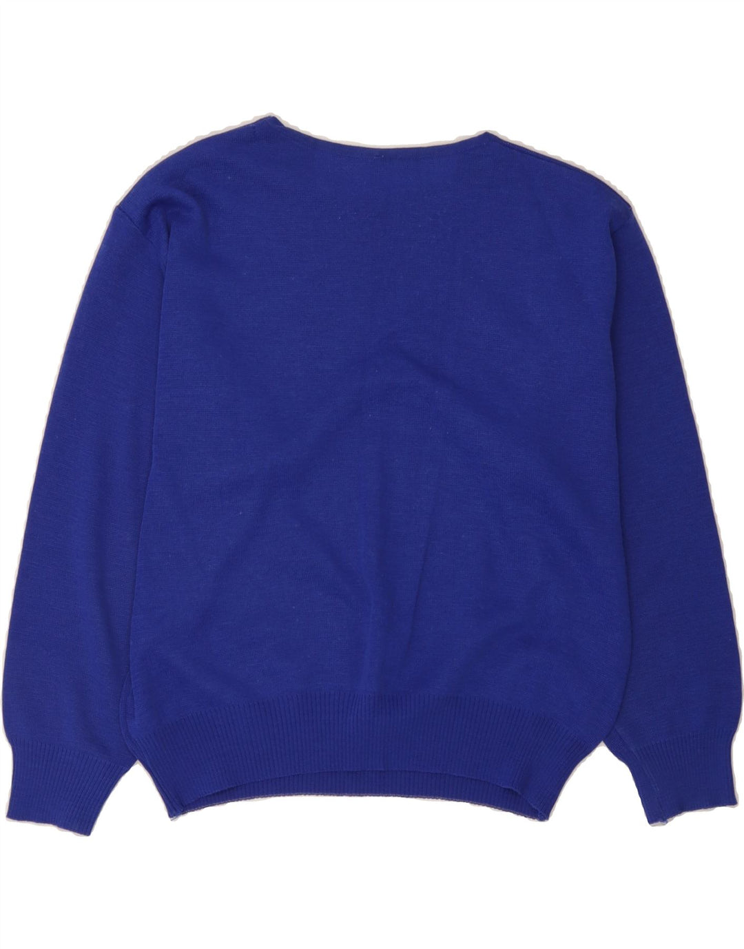 VINTAGE Womens Abstract Pattern Boat Neck Jumper Sweater UK 16 Large Blue Vintage Vintage and Second-Hand Vintage from Messina Hembry 