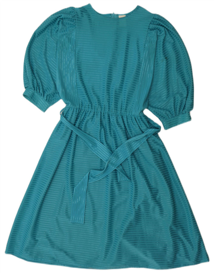 Vintage Damen A-Linie Kleid EU 38 Mittelblau gestreift Polyester