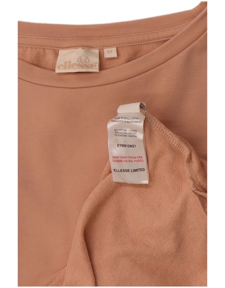 ELLESSE Womens Oversized 3/4 Sleeve Sweatshirt Jumper UK 14 Medium Pink