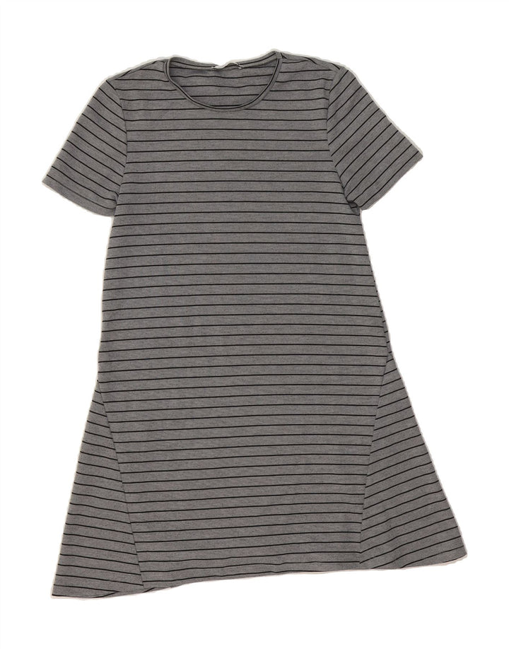 ZARA Womens T-Shirt Dress UK 12 Medium Grey Striped Vintage Zara and Second-Hand Zara from Messina Hembry 