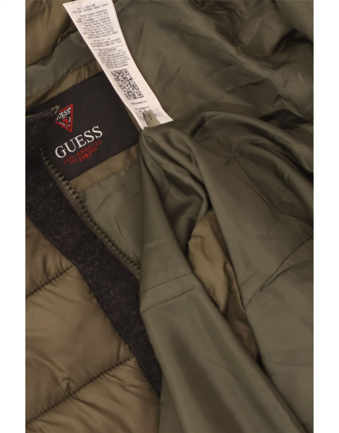 Guess Wattierter Herrenmantel UK 40 Large Khaki Polyamid