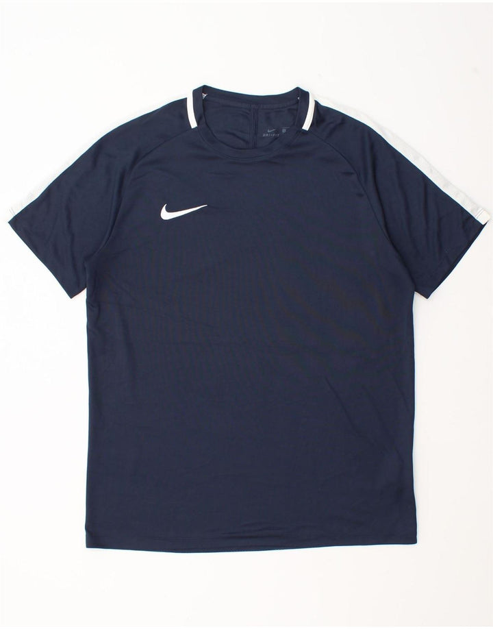 Nike Herren Dri Fit T-Shirt-Oberteil, groß, marineblaues Farbblock-Polyester