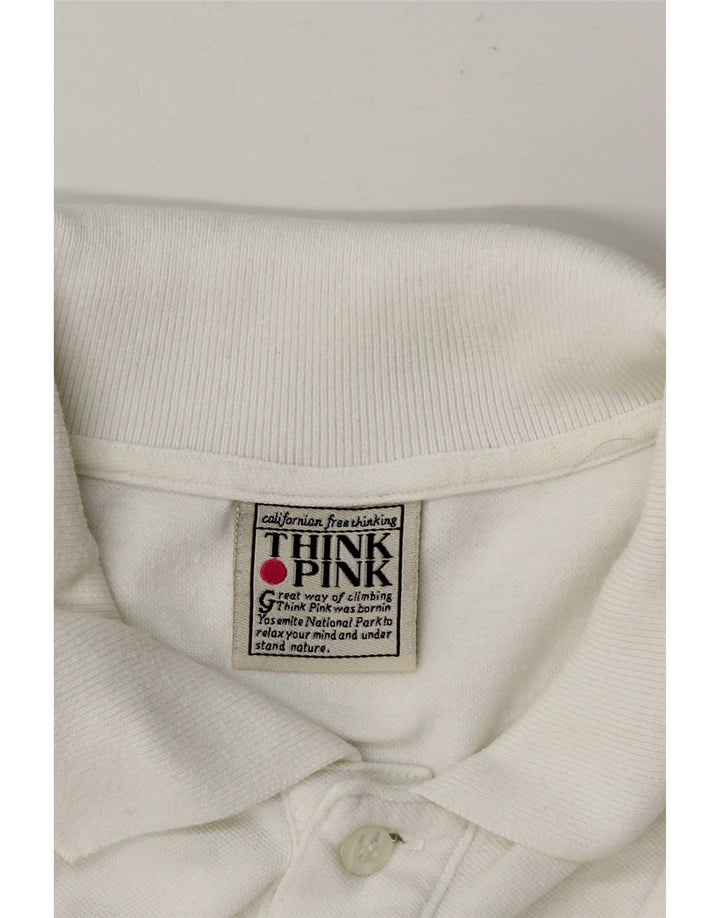 Think Pink Herren-Poloshirt, Größe S, Weiß