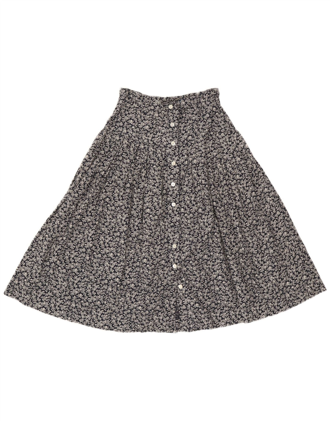Simonetta Damen Faltenrock in A-Linie, W26, klein, Marineblau mit Blumenmuster