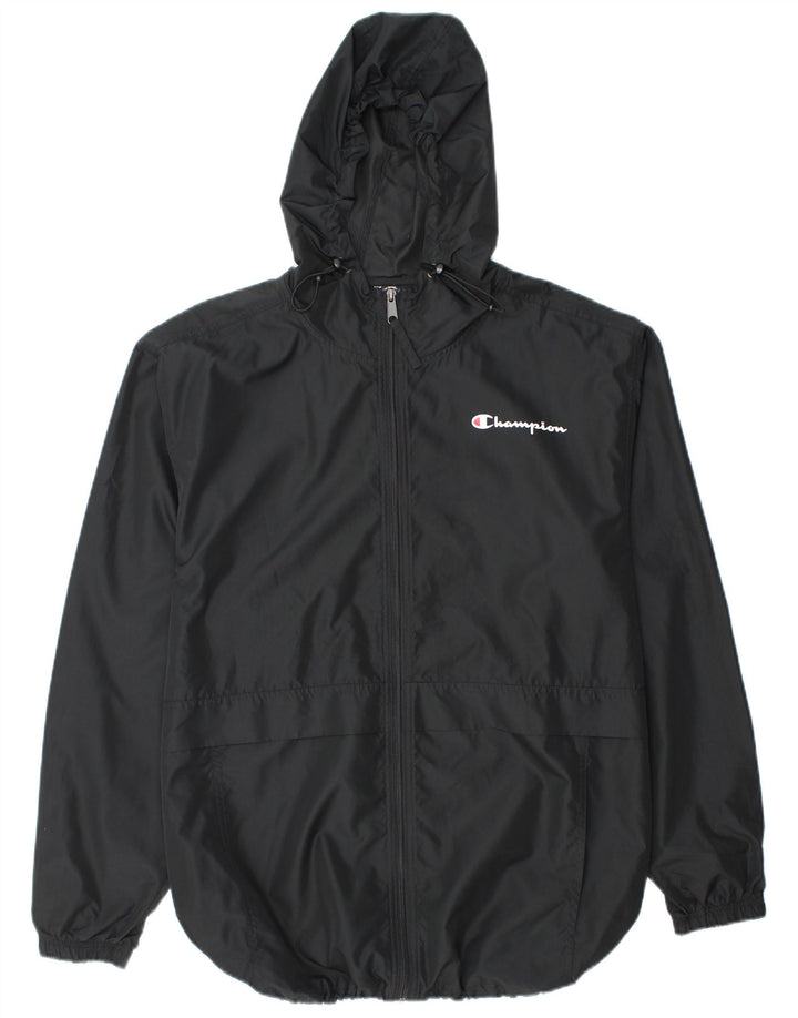 CHAMPION Mens Hooded Rain Jacket UK 40 Large Black Polyester