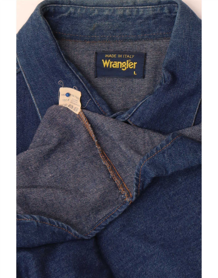 Wrangler Herren-Jeanshemd, große blaue Baumwolle