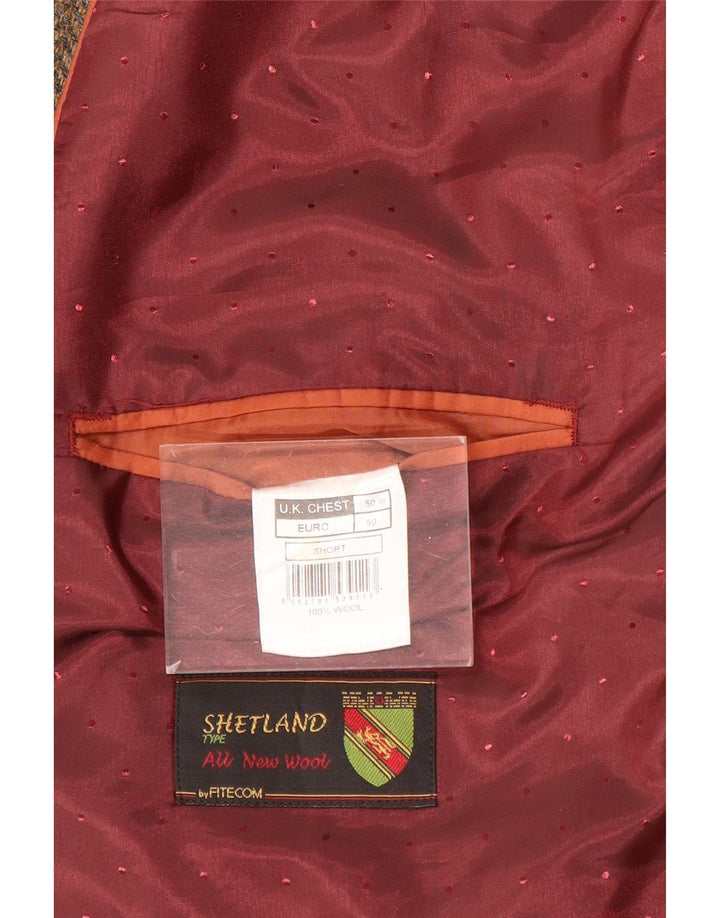 Vintage Herren 2-Knopf-Blazerjacke UK 50 5XL Braune Fischgrätenwolle
