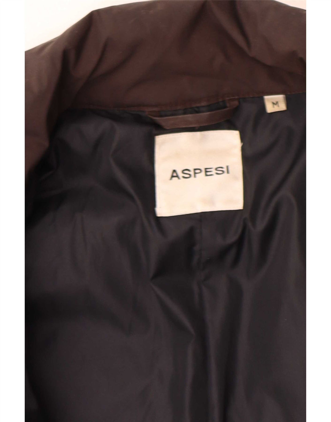 Aspesi Wattierter Damenmantel mit Kapuze, UK 14, mittelbraunes Nylon