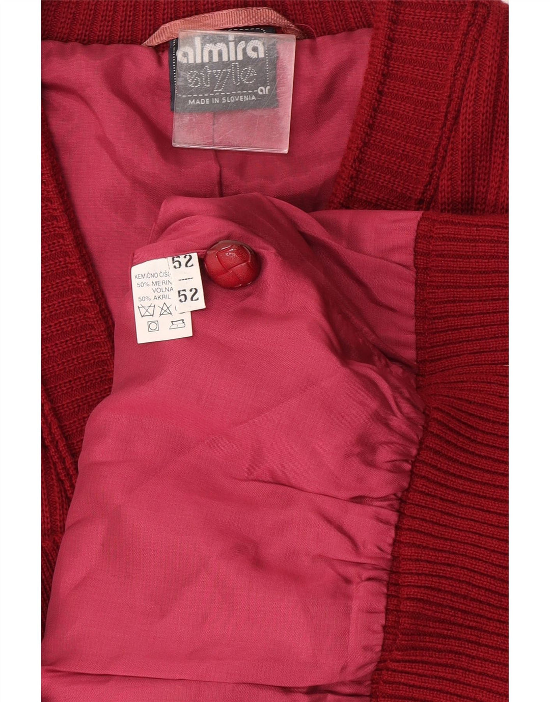 Almira Herren Strickjacke Pullover IT 52 Große rote Merinowolle