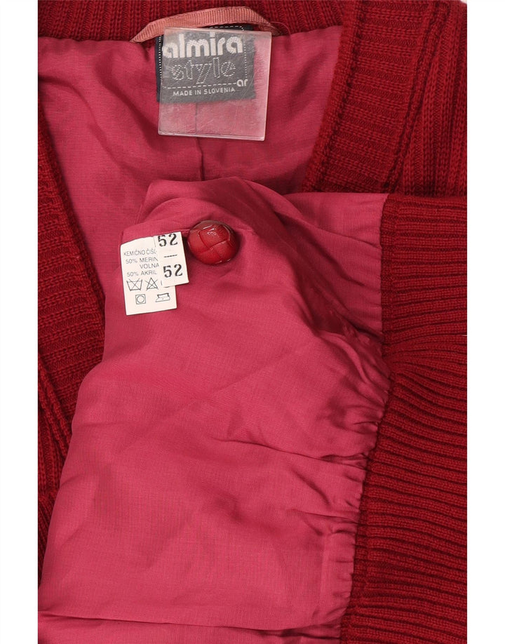 Almira Herren Strickjacke Pullover IT 52 Große rote Merinowolle
