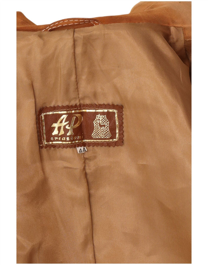 Vintage Damen Militär-Wildleder-Zweireihermantel IT 44 Mittelbraun