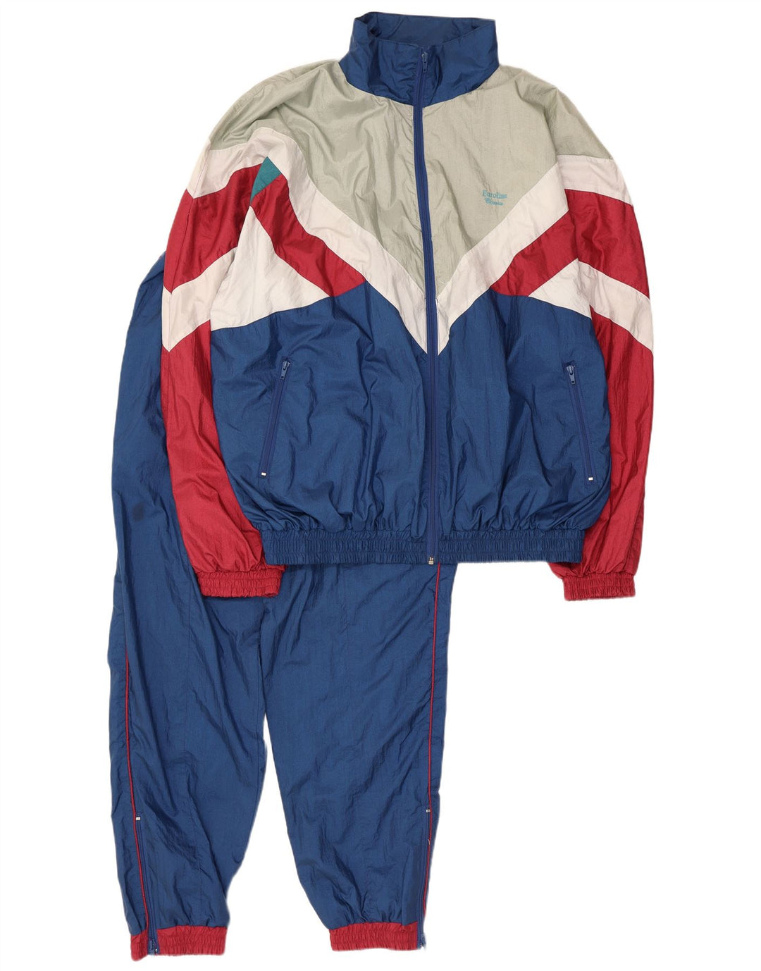 Vintage Herren-Trainingsanzug in Übergröße, mittelgroß, Marineblau, Farbblock