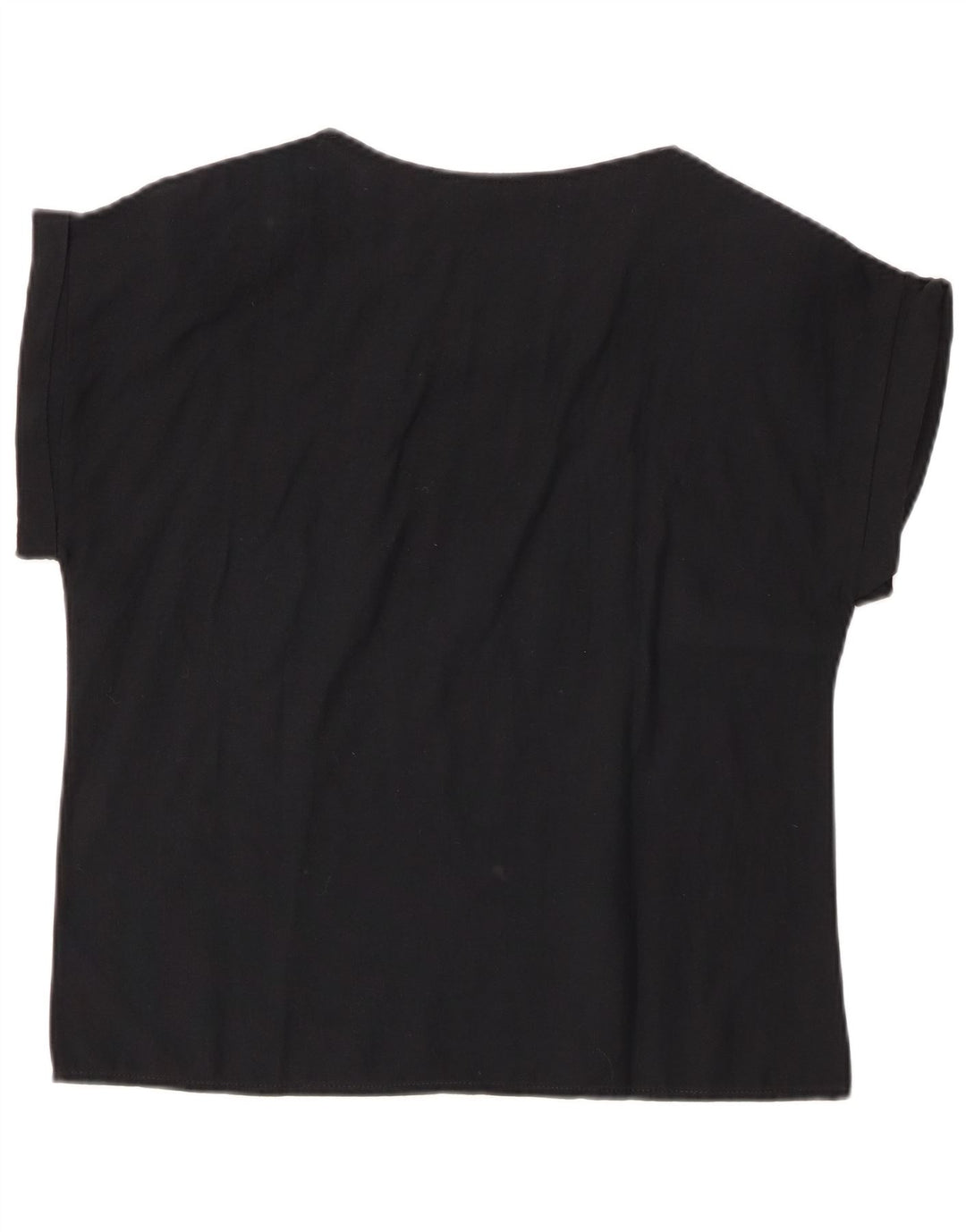 VINTAGE Damen Blusentop IT 44 Mittelschwarze geblümte Baumwolle