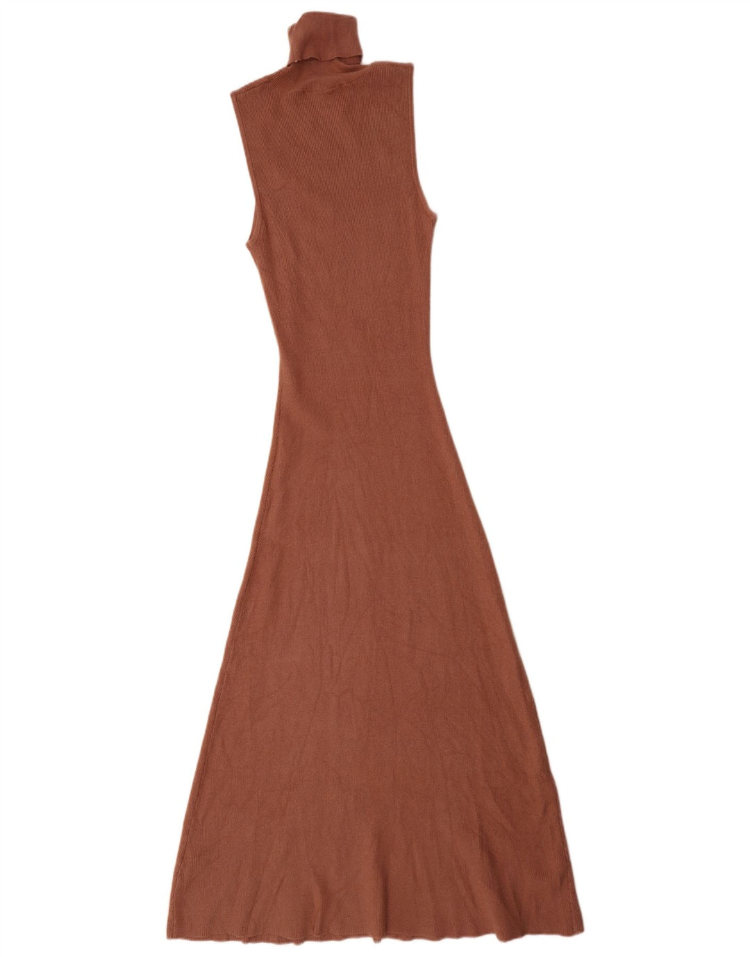 Zara Damen Ärmelloses Maxikleid UK 12 Mittelbraune Viskose