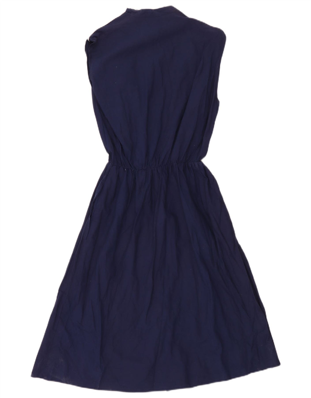 Vintage Damen Ärmelloses Maxikleid UK 12 Medium Marineblau