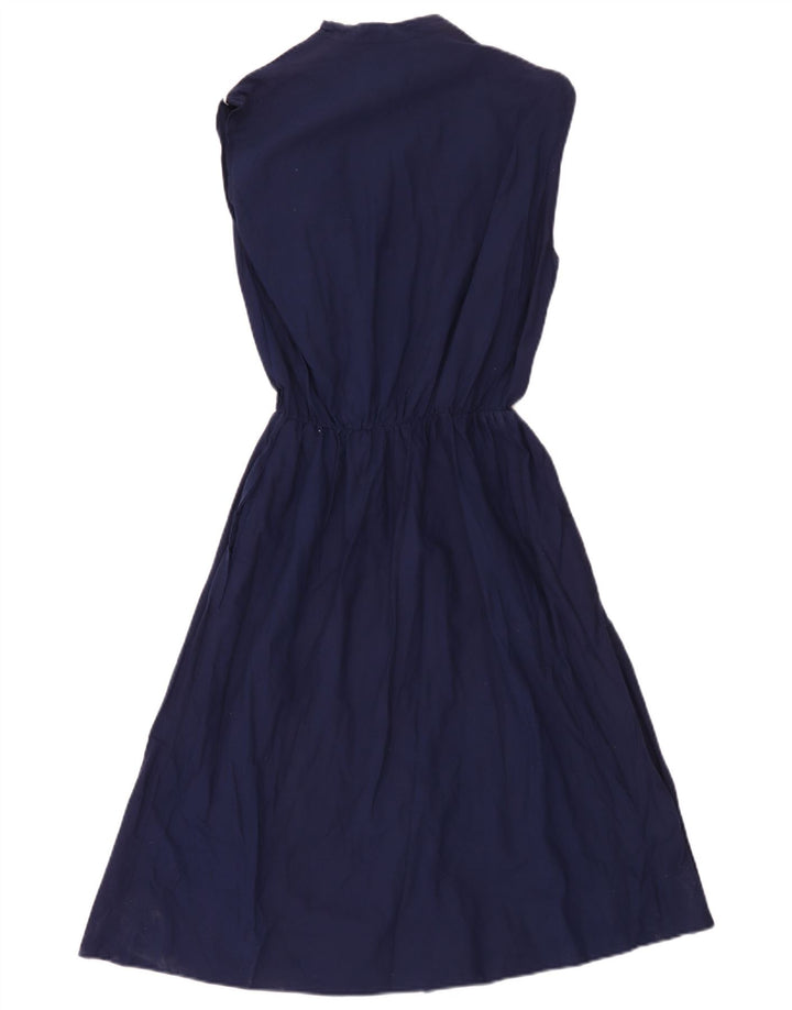 Vintage Damen Ärmelloses Maxikleid UK 12 Medium Marineblau