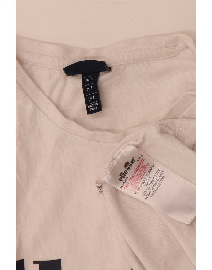 Ellesse Herren-T-Shirt mit Grafik, Größe L, aus weißer Baumwolle