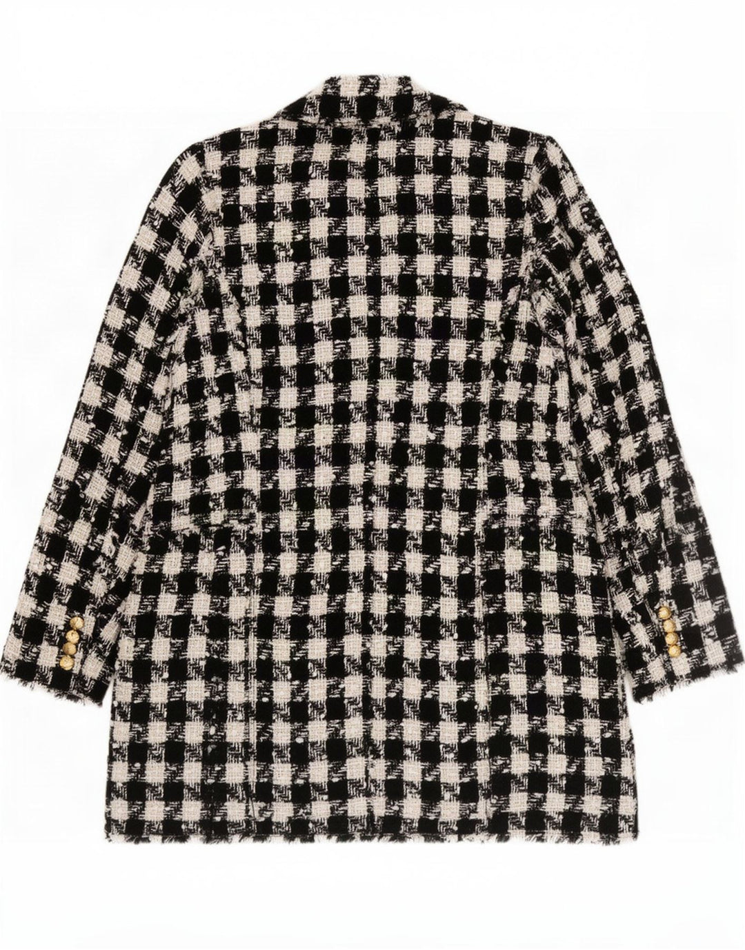 Zweireihiger Damenmantel von Zara UK 18 XL Schwarzer Hahnentritt-Polyester