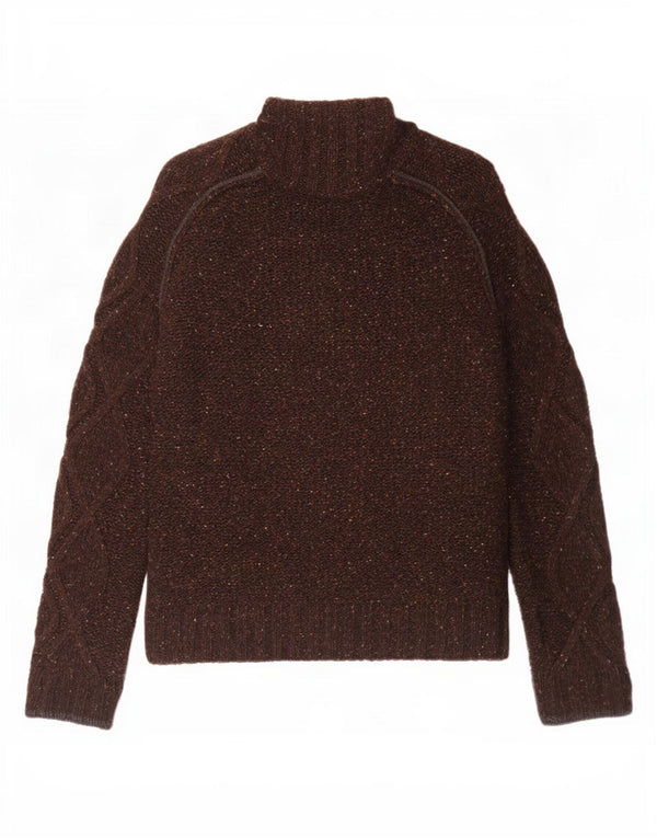 Energie Herren-Strick-Sherpa-Jacke, UK 40, große braun gefleckte Wolle