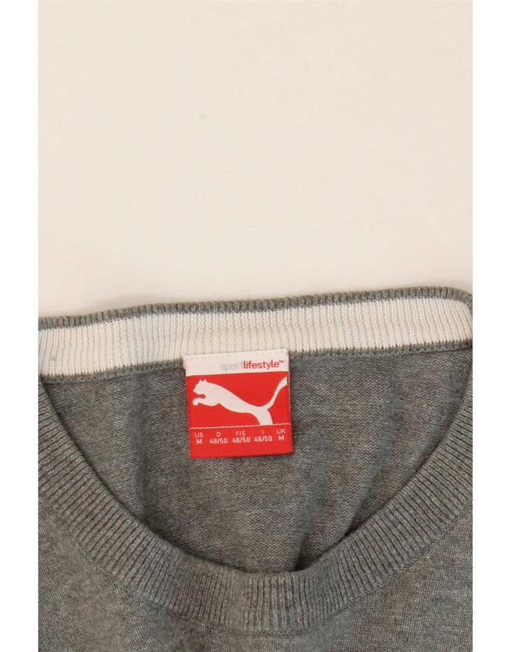 Puma Herren-Pullover mit Rundhalsausschnitt, mittelgrau gestreift