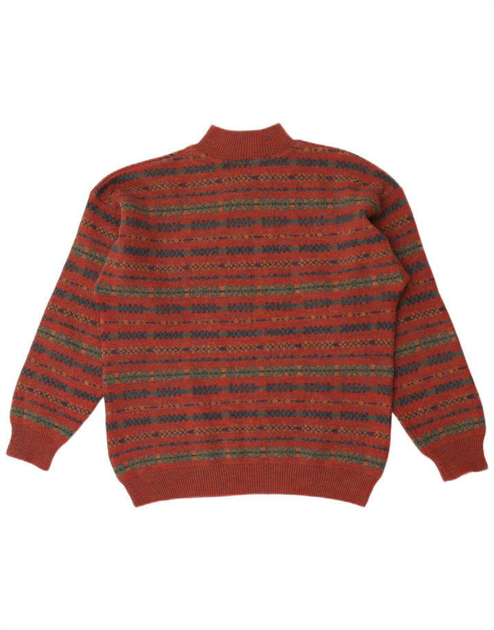 Mexx Herren-Pullover mit Reißverschluss am Hals, Größe L, Kastanienbraun, Fair Isle