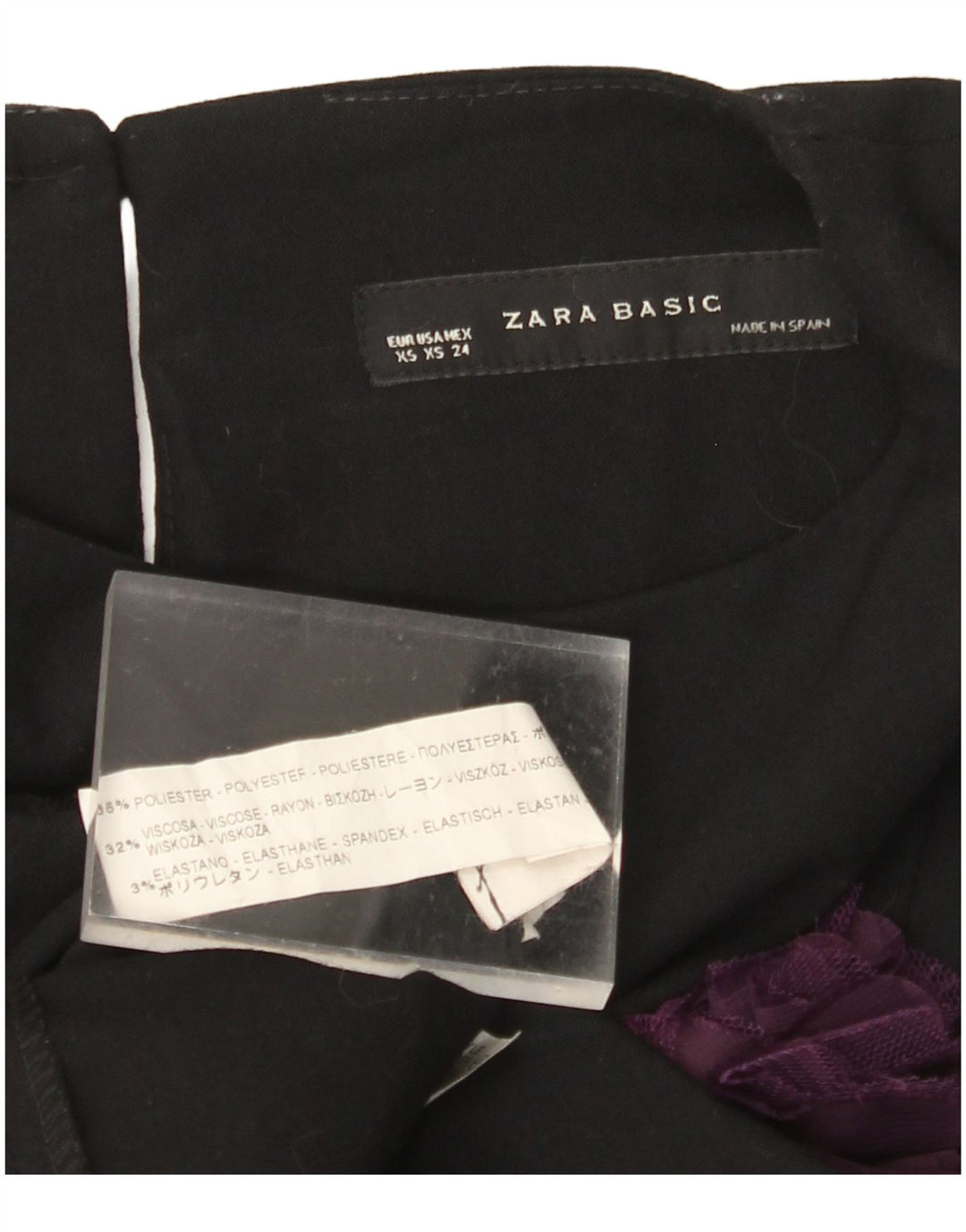 ZARA Damen Ärmelloses Etuikleid UK 4 XS Schwarz geblümtes Polyester