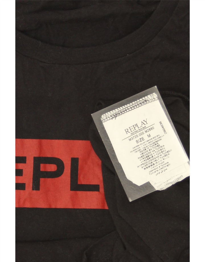Replay Herren-T-Shirt mit Grafik, mittelschwarze Baumwolle