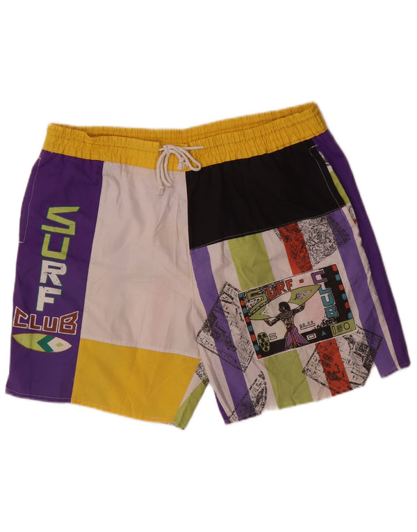 Vintage Herren-Badeshorts mit Grafik, XL, mehrfarbig, Colourblock-Polyester
