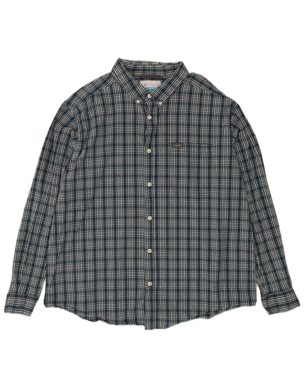 Columbia Herrenhemd 2XL grün kariert Baumwolle