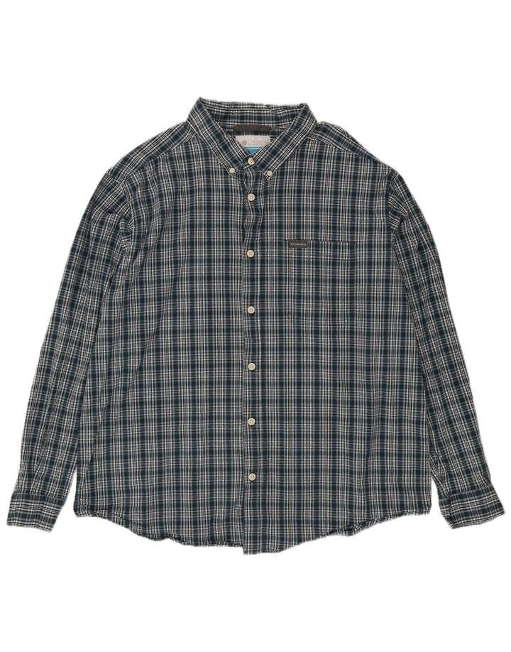 Columbia Herrenhemd 2XL grün kariert Baumwolle