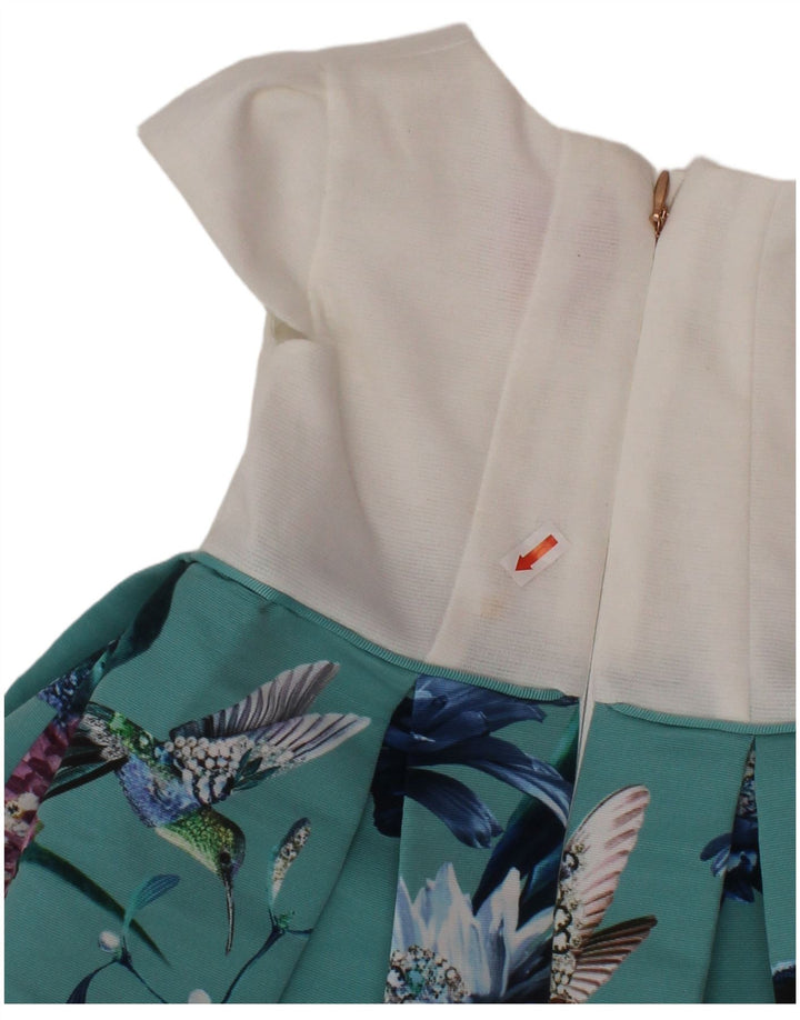 TED BAKER Baby-Mädchen-A-Linien-Kleid, 9–12 Monate, weißes Blumenmuster aus Polyester
