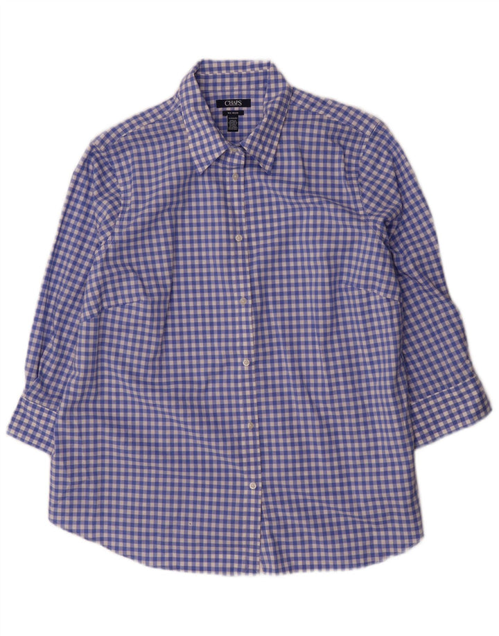 Chaps Damenhemd UK 18 XL, blaue Gingham-Baumwolle