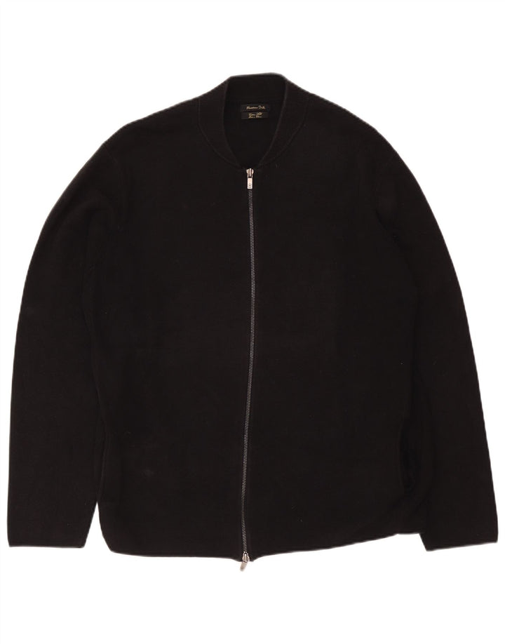 Massimo Dutti Herren Strickjacke 2XL Schwarz Baumwolle