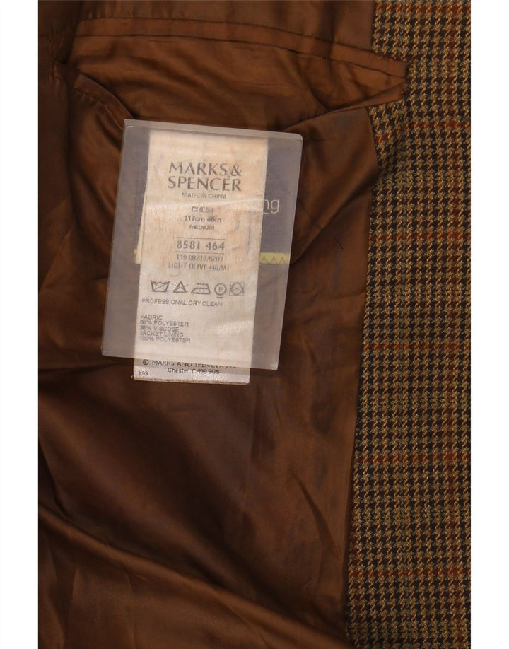 MARKS & SPENCER Herren-Blazer mit 2 Knöpfen, UK 46, XL, brauner Hahnentrittmuster